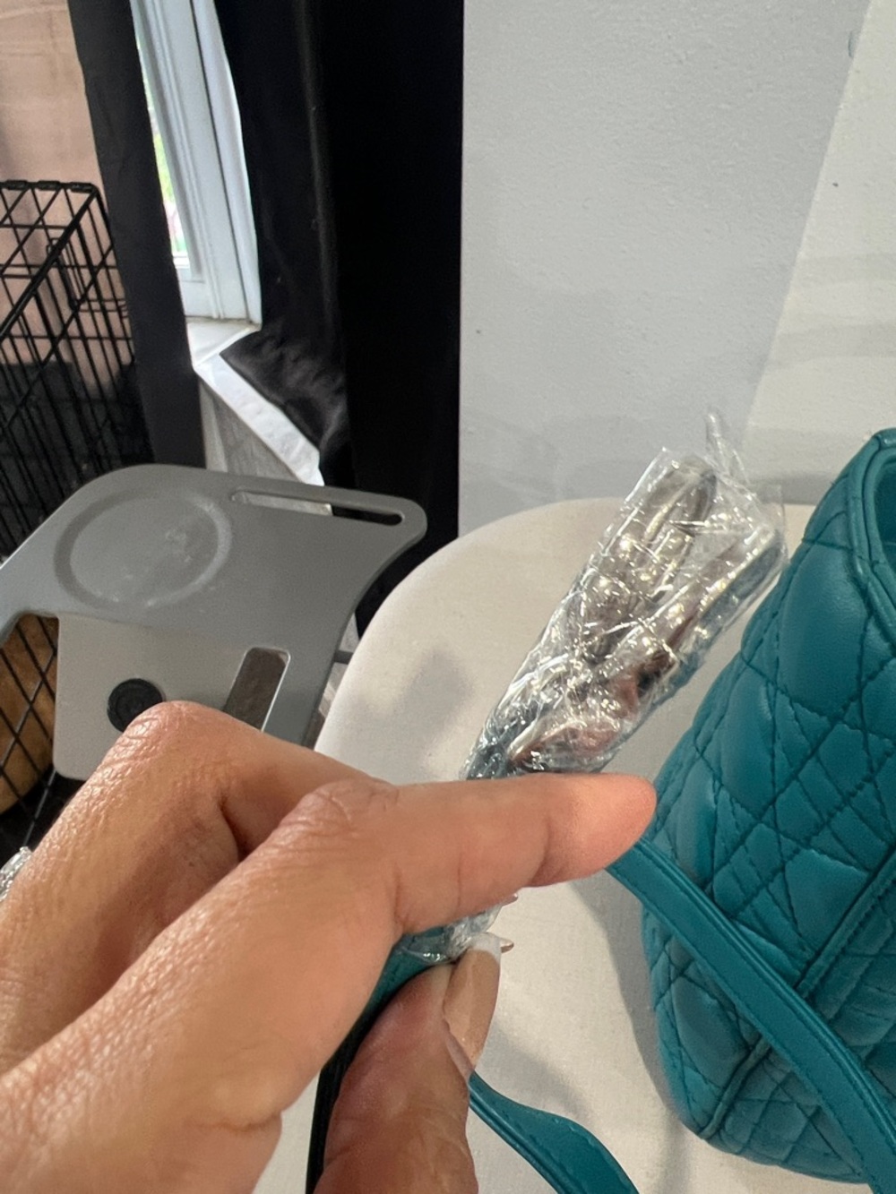 Dior Teal Cannage Quilted Lady Handbag with Silver Hardware - Picture 12 of 13